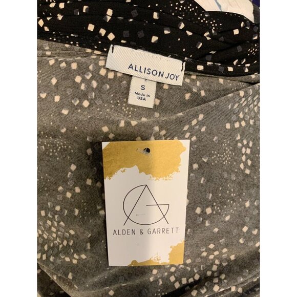 Allison Joy Black & White Speckled 3/4 Sleeve V-Neck Jumpsuit, Size Small - Picture 9 of 9